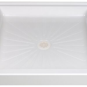 Durabase 3636M Shower Base, 36 in L, 36 in W, 5-1/2 in H, Fiberglass, White