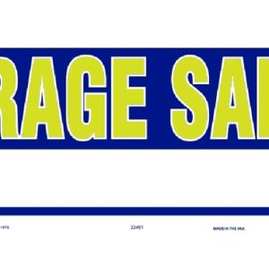 Hy-Ko 22451 Directional Sign, GARAGE SALE (Arrow), Yellow Legend, Blue Background, Plastic, 9 in H x 18 in W Dimensions