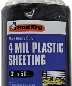 Frost King P350BW Polyethylene Sheeting, 50 ft L, 3 ft W, Black