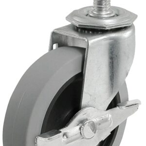 Shepherd Hardware 3266 Swivel Caster with Brake, 3 in Dia Wheel, 0.96 in W Wheel, TPR Wheel, Gray, 110 lb