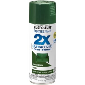 Rust-Oleum Painter's Touch 2X Ultra Cover 334034 Spray Paint, Gloss, Hunter Green, 12 oz, Aerosol Can