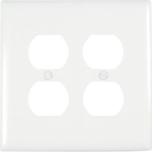 Legrand TradeMaster TPJ Series TPJ82WCC10 Wallplate, 5.0625 in L, 5-1/8 in W, Jumbo, 2-Gang, Plastic, White