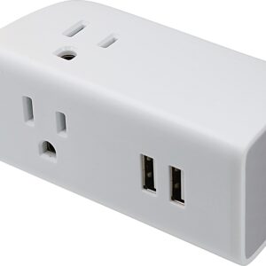 PowerZone ORPBU069 Outlet Tap, 2.4 A, 2-USB Port, 3-Outlet, White