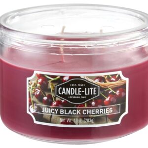 Candle-Lite 1879565 Scented Terrace Jar Candle, Juicy Black Cherries Fragrance, Burgundy Candle