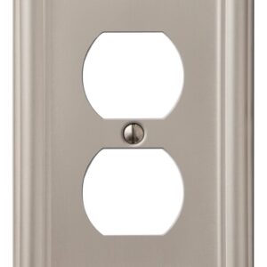 AmerTac Chelsea 149DBN Outlet Wallplate, 4-7/8 in L, 3-1/8 in W, 1 -Gang, Steel, Brushed Nickel, Wall Mounting