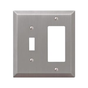 AmerTac Century Series 163TRBN Wallplate, Decorative, 4-15/16 in L, 4-9/16 in W, 2-Gang, Steel, Brushed Nickel