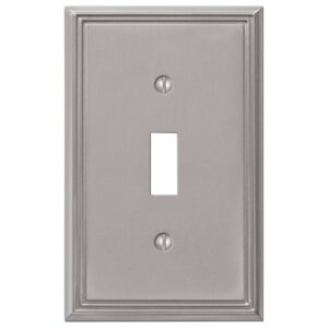 Amerelle 77TBN Wallplate, 4-7/8 in L, 3 in W, 1 -Gang, Cast Metal, Brushed Nickel