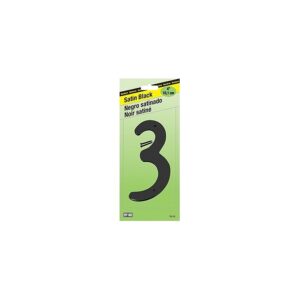 Hy-Ko BK-40/3 House Number, Character: 3, 4 in H Character, Black Character, Zinc