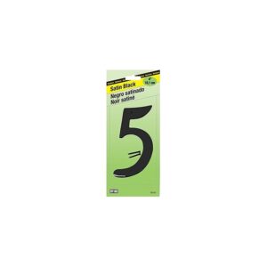 Hy-Ko BK-40/5 House Number, Character: 5, 4 in H Character, Black Character, Zinc