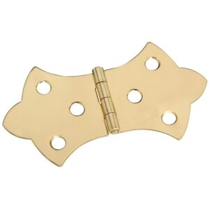 National Hardware N211-847 Decorative Hinge, 1.7 in H Door Leaf, 0.04 in Thick Door Leaf, Brass, Solid Brass, 2 lb