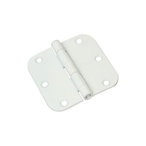 National Hardware N830-337 Door Hinge, 5/8 in Corner Radius, 3-1/2 in H Frame Leaf, Steel, White, Full-Mortise, 50 lb