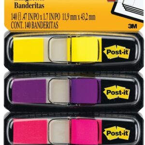 Post-it 683-4AB Flag, 1.7 in L, 0.47 in W, Blue/Pink/Purple/Yellow