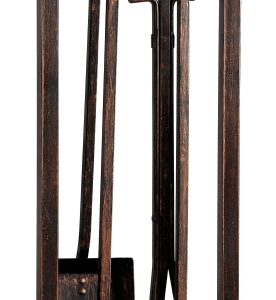 Simple Spaces CPO90501AC3L Fireplace Tool Set, Antique Bronze, 5-Piece
