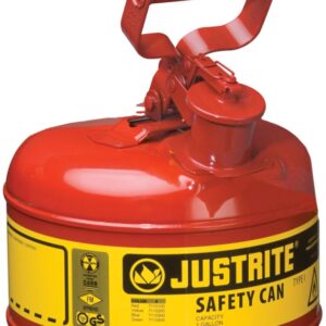 Justrite 7110100 Safety Can, 9-1/2 in Dia, 11 in OAH, 1 gal, Steel, Red