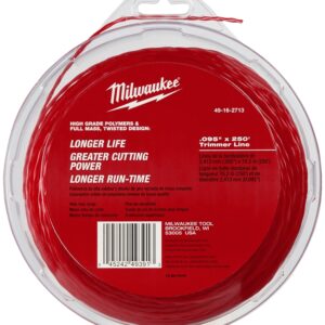 Milwaukee 49-16-2713 Trimmer Line, 0.095 in Dia, 250 ft L, Polymer, Black