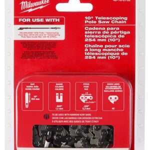 Milwaukee M18 49-16-2759 Telescoping Pole Saw Chain, 10 ft L Bar, 0.043 in Gauge, 0.325 TPI/Pitch, 46-Link