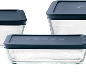 Pyrex 6004023 Series Food Storage Container Set, Dark Blue, Glass/Plastic, Blue