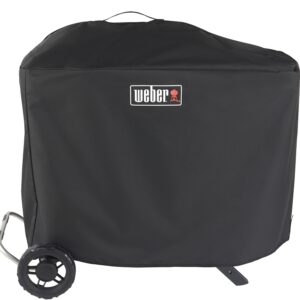 Weber 7770 Premium Grill Cover, For: Weber Traveler Gas Grill, 22 in W, 56.6 in D, 39.3 in H, Polyester, Black