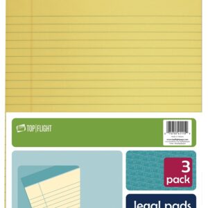 Top Flight N 11 Series 4513094 Legal Pad, 11-3/4 in L x 8-1/2 in W Sheet, 50-Sheet, Canary Yellow Sheet
