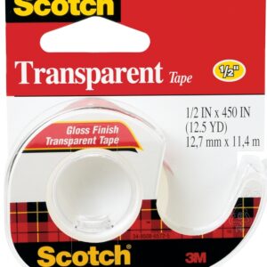 Scotch 144 Office Tape, 450 in L, 1/2 in W, Acetate Backing