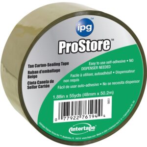 IPG 9851 Packaging Tape, 54.6 yd L, 1.88 in W, Polypropylene Backing, Tan