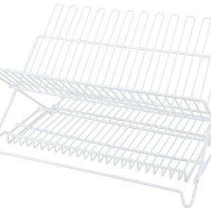 Simple Spaces JI-22W-3L Dish Rack, 20 lb, 18-1/4 in L, 12-3/4 in W, 11 in H, Steel, White, White PE Coated