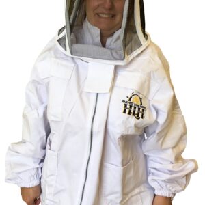 Harvest Lane Honey CLOTHSJL-102 Beekeeper Jacket with Hood, L, Zipper, Polycotton, White