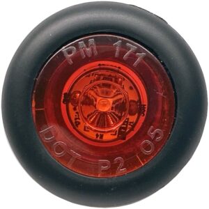 PM V171R Side Marker/Clearance Light, Round, 1.06 in W, 0.51 in H, 9 to 16 V, LED Lamp, Red Lens, Grommet
