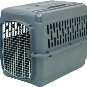 Aspenpet Pet Porter 21182 Pet Carrier, 32 in W, 22-1/2 in D, 24 in H, Plastic, Black/Dark Gray, Chrome