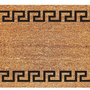 DeCoir 77FLGKY830 Non-Slip Door Mat, 18 in L, 30 in W, Rectangular, Greek Key Pattern, Black/Tan
