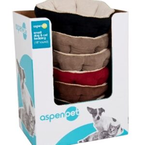 Aspenpet 26947/26542 Pillow Pet Bed, 18 in L, 18 in W, Round, Polyester Fill, Fabric Cover, Assorted