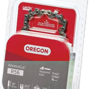 Oregon Micro-Lite R56 Chainsaw Chain, 16 in L Bar, 0.043 Gauge, 3/8 in TPI/Pitch, 56-Link