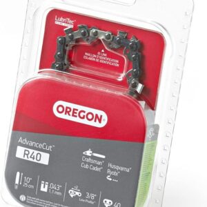 Oregon AdvanceCut R40 Chainsaw Chain, 10 in L Bar, 0.043 Gauge, 3/8 in TPI/Pitch, 40-Link
