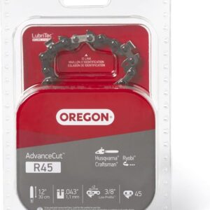 Oregon AdvanceCut R45 Chainsaw Chain, 12 in L Bar, 0.043 Gauge, 3/8 in TPI/Pitch, 45-Link