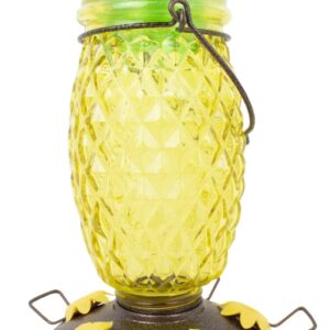 Perky-Pet 9110-2 Top-Fill Bird Feeder, Pineapple Top, 28 oz, Nectar, 5 -Port/Perch, Glass/Plastic, 10.63 in H