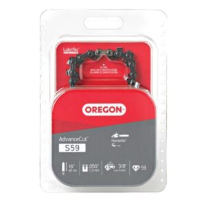 Oregon S59 Chainsaw Chain, For: Homelite and Olympyk Chainsaws, 16 in L Bar, 0.05, 3/8 in TPI/Pitch, 59-Link