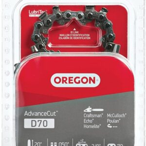 Oregon D70 Chainsaw Chain, 20 in L Bar, 0.05 Gauge, 3/8 in TPI/Pitch, 70-Link