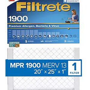 Filtrete UA03-4 Air Filter, 25 in L, 20 in W, 13 MERV, 1900 MPR, Polypropylene Frame