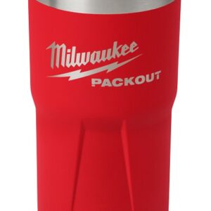 Milwaukee PACKOUT 48-22-8392R Tumbler, 20 oz Capacity, Sliding Magnetic Lid, Metal, Red, Insulated