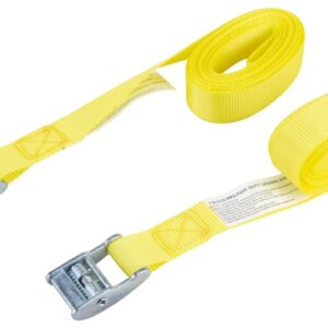 ProSource FH64055-1 Lashing Strap, Light-Duty, Polyester, Yellow, Zinc-Plated Buckle
