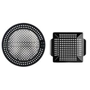 Mr. BAR-B-Q 06901Y Gourmet Grilling Topper Set, Steel, Black, For: Big Green Egg, Charcoal, Commercial Grill/Smokers