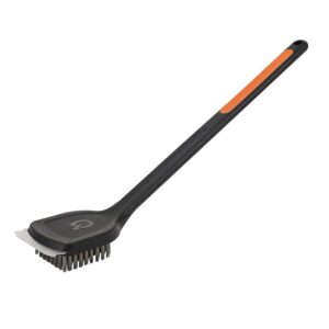 Mr. BAR-B-Q 60303Y Grill Brush with Scraper, Stainless Steel Bristle, TPR Handle, Soft-Grip Handle, 18 in L