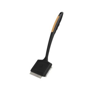 Mr. BAR-B-Q 60307Y Grill Brush with Scraper, Stainless Steel Bristle, TPR Handle, Soft-Grip Handle