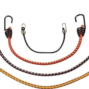 ProSource FH64078 Stretch Cord Set, Polypropylene, Black/Red/Yellow, Hook End