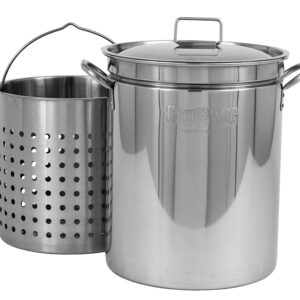 Bayou Classic 1144 Stock Pot, 44 qt Capacity, Stainless Steel
