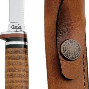 Case 379 Utility Knife with Leather Sheath, 3.13 in L Blade, Stainless Steel Blade, Brown/Tan Handle