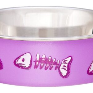 Loving Pets 7751 Cat Bowl, 0.5 pt Volume, Stainless Steel, Lilac
