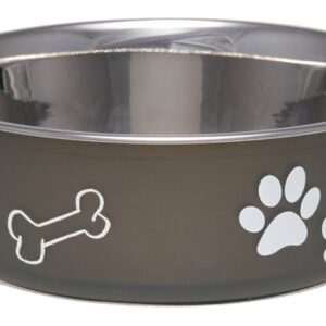 Loving Pets 7404SE Pet Feeding Bowl, S, 15 oz Volume, Polyresin/Stainless Steel, Espresso