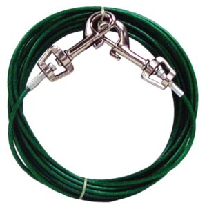 Boss Pet PDQ Q222000099 Pet Tie-Out Belt with Twin Swivel Snap, 20 ft L Belt/Cable, For: Small Dogs Up to 10 lb