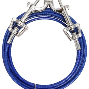 Boss Pet PDQ Q231000099 Pet Tie-Out Belt with Twin Swivel Snap, 10 ft L Belt/Cable, For: Medium Dogs Up to 35 lb
